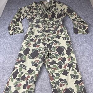 Vintage Walls Camo‎ Coveralls Mens Large Tall Hunting Jumpsuit Duck Camo USA